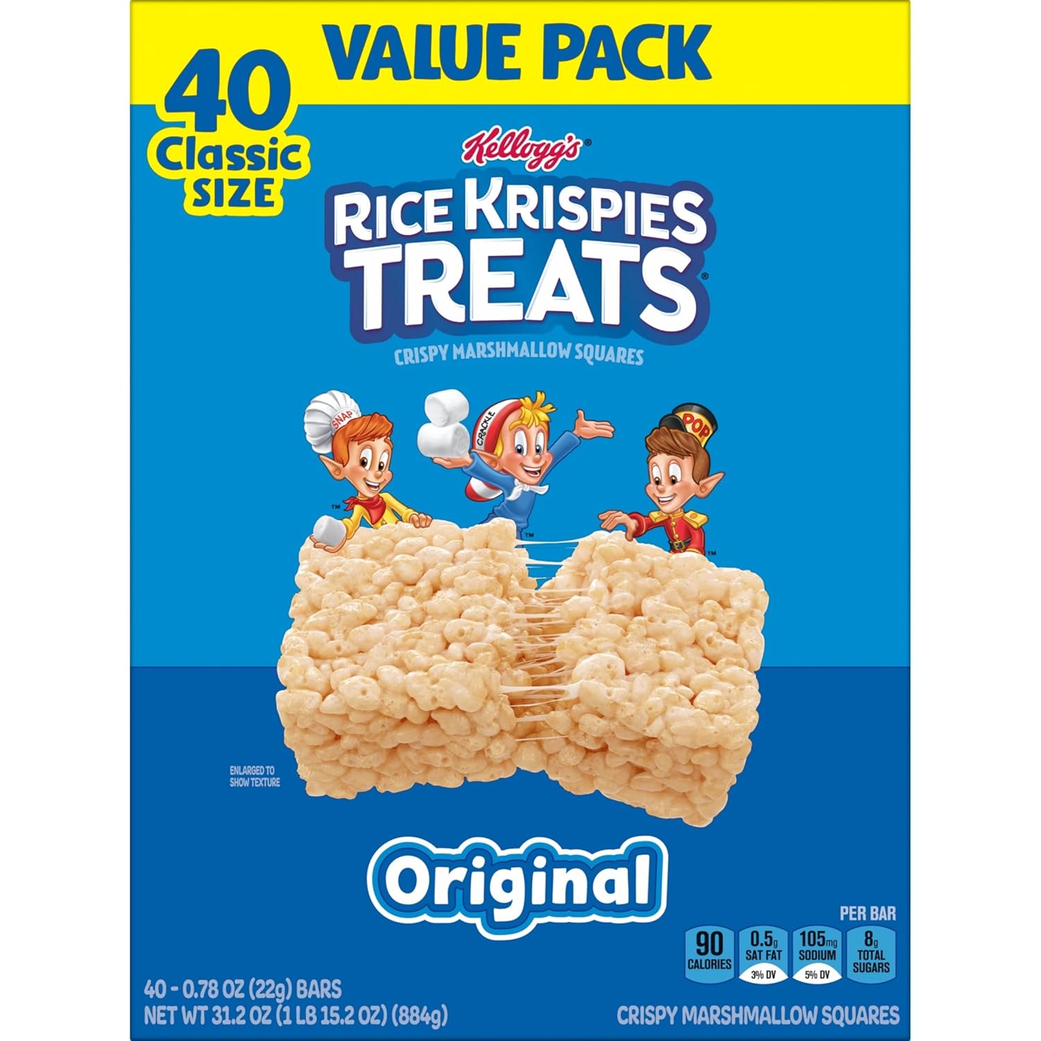 Rice Krispies Treats Original Marshmallow Snack Bars – Individually Wrapped, 40 Count